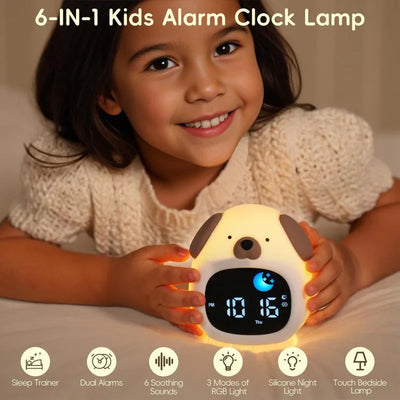 Puppy-Shaped Kids Alarm Clock with Night Light - Smarsty