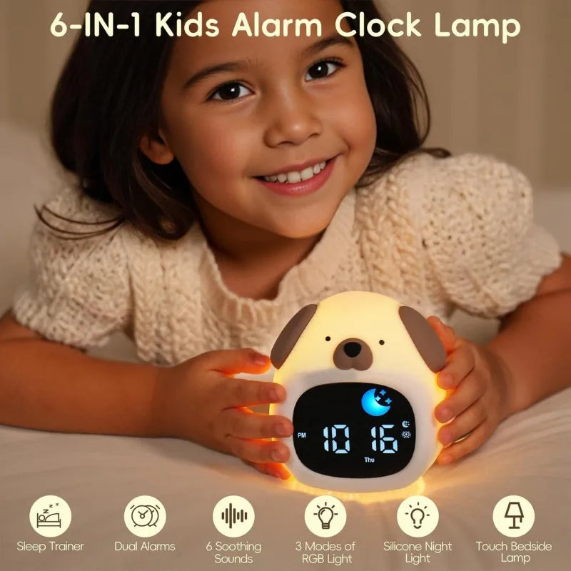 Puppy-Shaped Kids Alarm Clock with Night Light - Smarsty