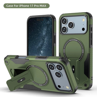 Armour Invisible Bracket For Magsafe Case For iPhone 17 Pro Max Magnetic Wireless Charge Stand Holder Coque  Cover