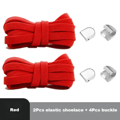 Flat Elastic Shoe Laces Sneakers No Tie Shoelaces for Shoes Tennis Quick Shoelace Clips Without Ties Shoe Accessories Kids Adult - Smarsty