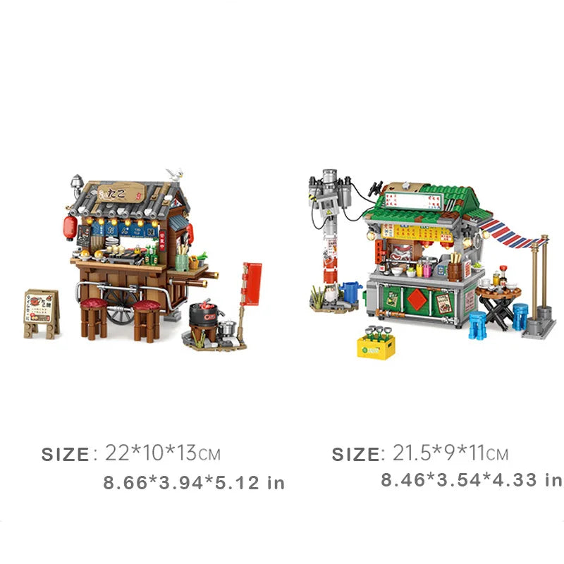 New Style Food Stall Braised Octopus Restaurant Mini Building Blocks by Smarsty