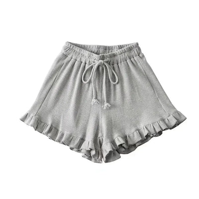 Casual Elastic-waisted Sweatpants Fashion Y2K Summer Waffle Shorts High Waist Lace Hot Pants Women - Smarsty