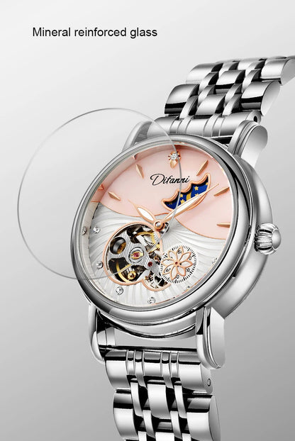 Luxury Women's Automatic Mechanical Watch with Moon Phase - Smarsty
