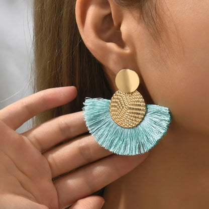 Bohemian Big Tassel Drop Earrings for Stylish Wedding Look - Smarsty