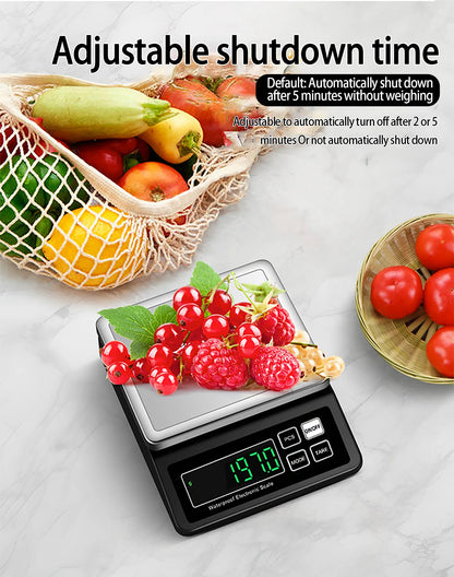 Rechargeable Kitchen Scale IP67 Fully Waterproof Home Kitchen Scale 0.1g/1g High Precision Electronic Balance 3kg/5kg/10kg/15kg