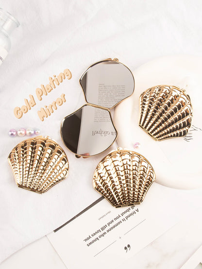 Golden Shell Double Sided Makeup Mirror Elegant Design - Smarsty