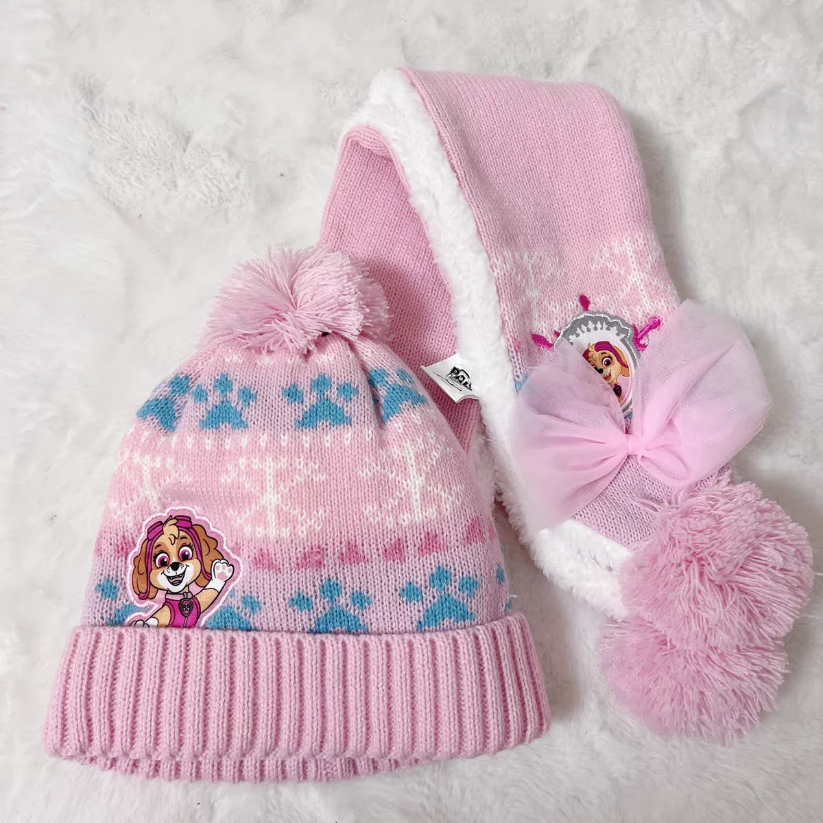 Kids Cartoon Winter Hat Scarf Set With Gloves Warmth - Smarsty