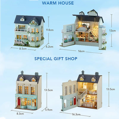 DIY Mini Wooden Doll House Assembly Building Model Pink Princess Villa Architecture Kit 3D Puzzle Dollhouse With Furniture Gifts by Smarsty