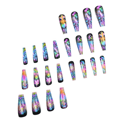 Extra Long Stiletto Black Full Cover Fake Nails - Smarsty