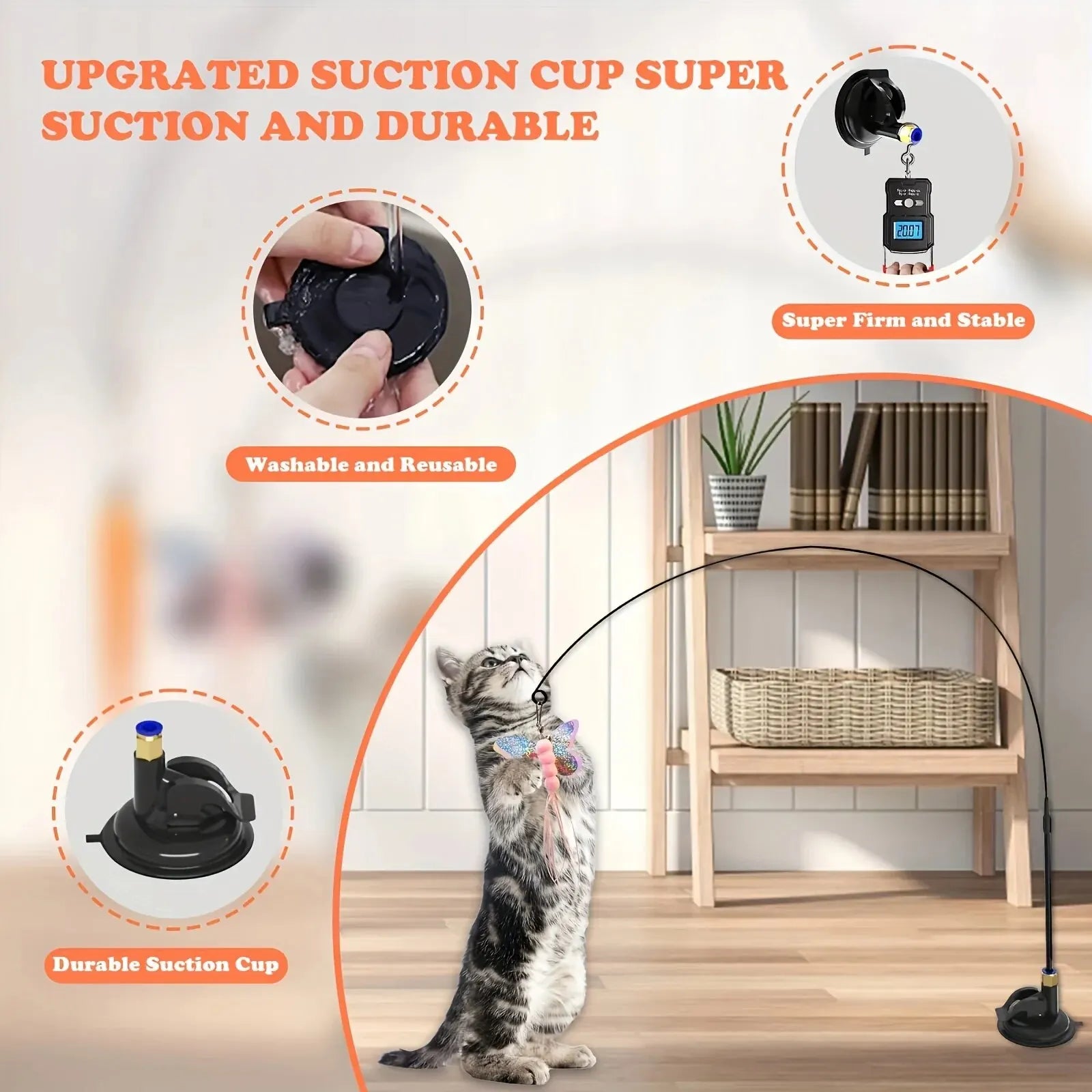 Interactive Cat Teaser Toy with Bell and Feather Wand - Smarsty