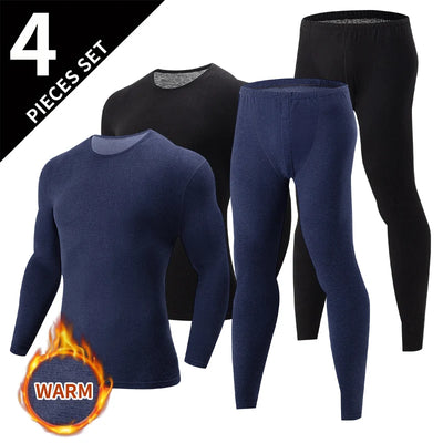 2/4 Pcs Men's Solid Color Simple Autumn And Winter Thermal Underwear Comfortable And Casual Bottoming Underwear Teenagers Pajama - Smarsty