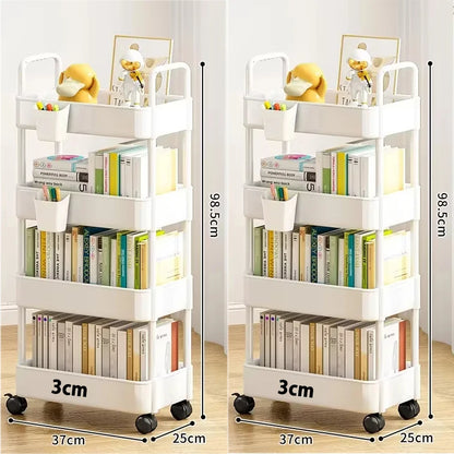 Bookshelf Storage Trolley Mobile Kitchen Organizer Cart With Wheels Multi-Layer Bathroom Shelves Household Snacks Storage Rack by Smarsty