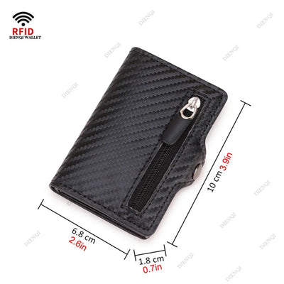 Carbon Fiber Rfid Blocking Men ID Credit Card Holders Wallet Leather Metal Business Bank CreditCard Cardholder Case Carteras - Smarsty