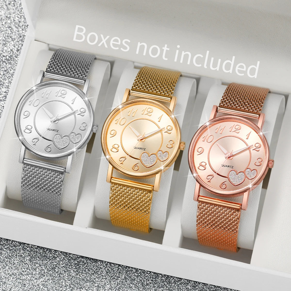 Fashion Heart Women's Quartz Watch Set with Butterfly Design - Smarsty