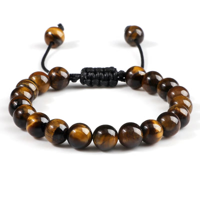 Adjustable 8mm Tiger Eye Beads Bracelet for Yoga Healing - Smarsty