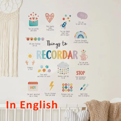 Spanish English Wall Sticker Art for Kids Rooms - Smarsty