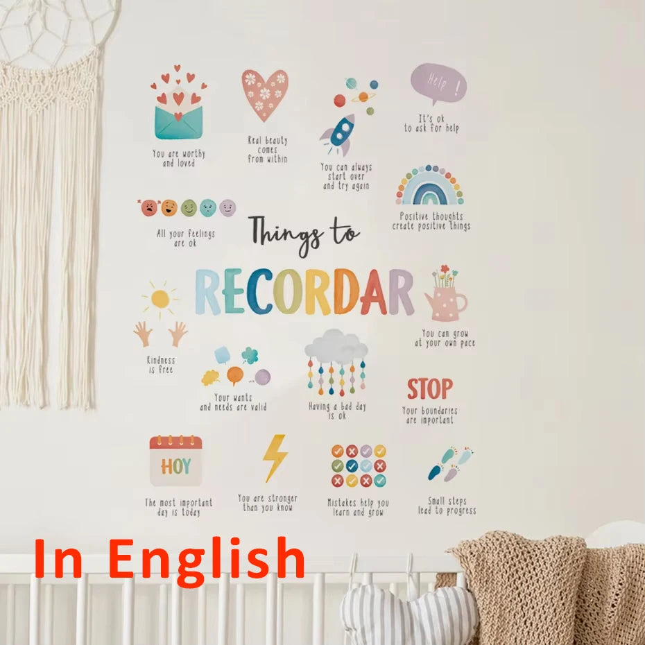 Spanish English Wall Sticker Art for Kids Rooms - Smarsty