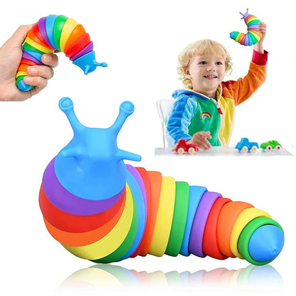 3D Slug Fidget Toy Colorful Slug Snail Toy Articulated Flexible All Ages Relief Anti-Anxiety Sensory Toys for Children by Smarsty