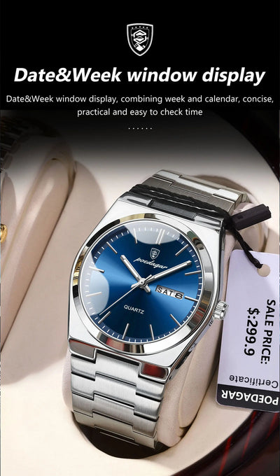POEDAGAR Waterproof Luminous Men's Quartz Watch - Smarsty