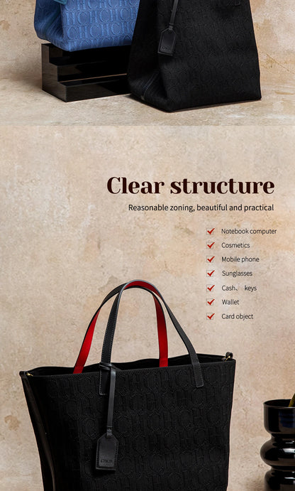 CHCH Tote Bag Large Capacity Black Knitted Shopping Bag - Smarsty