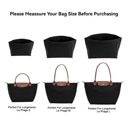 Felt Insert Bag Fits For Longchamp Handbag Liner Bag Felt Cloth Makeup Bag Support Travel Portable Insert Purse Organizer