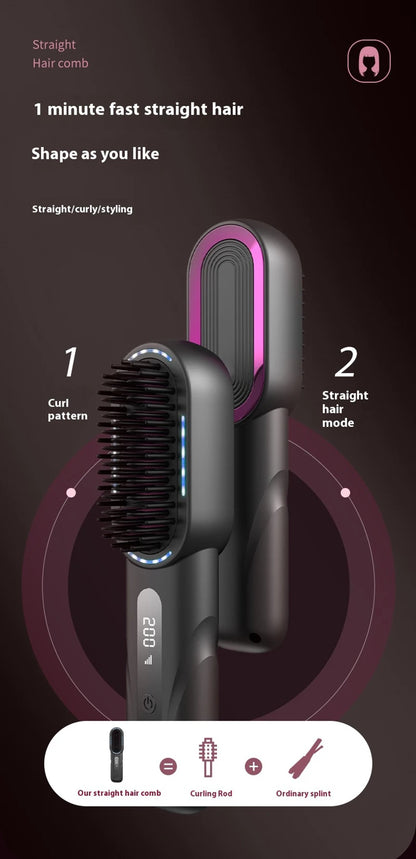Wireless Hair Straightener Comb with Negative Ions - Smarsty