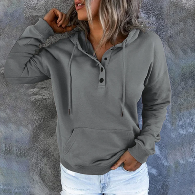 European and N Women's Long-sleeved Loose Casual Hooded Drawstring Pocket Hoodie - Smarsty