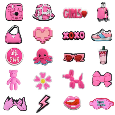 Hot Sales 1Pcs Pink Shoe Charms for Crocs Accessories Pin Shoe Wristband Croc Decorations Buckle Girls Women Party Gifts - Smarsty