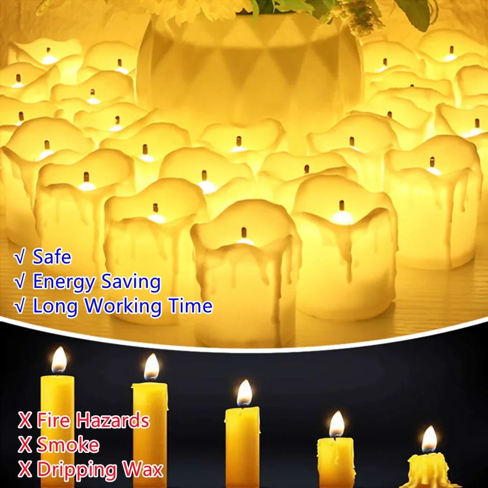 Flameless LED Votive Candles Set 100+Hour Lasting Electric Candles Battery Operated Tealight for Wedding Proposal Romantic Decor