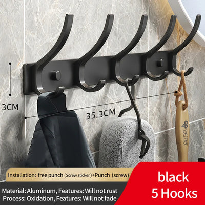 Black and White Folding Robe Hooks for Bathroom Storage - Smarsty