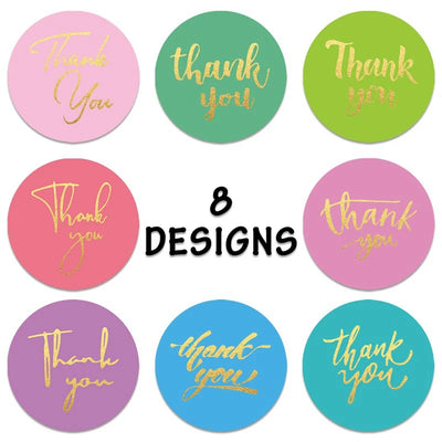 50-500pcs 1inch Blue Thank You Stickers For Envelope Sealing Labels Stationery Supplies Handmade Wedding Gift Decoration Sticker - Smarsty