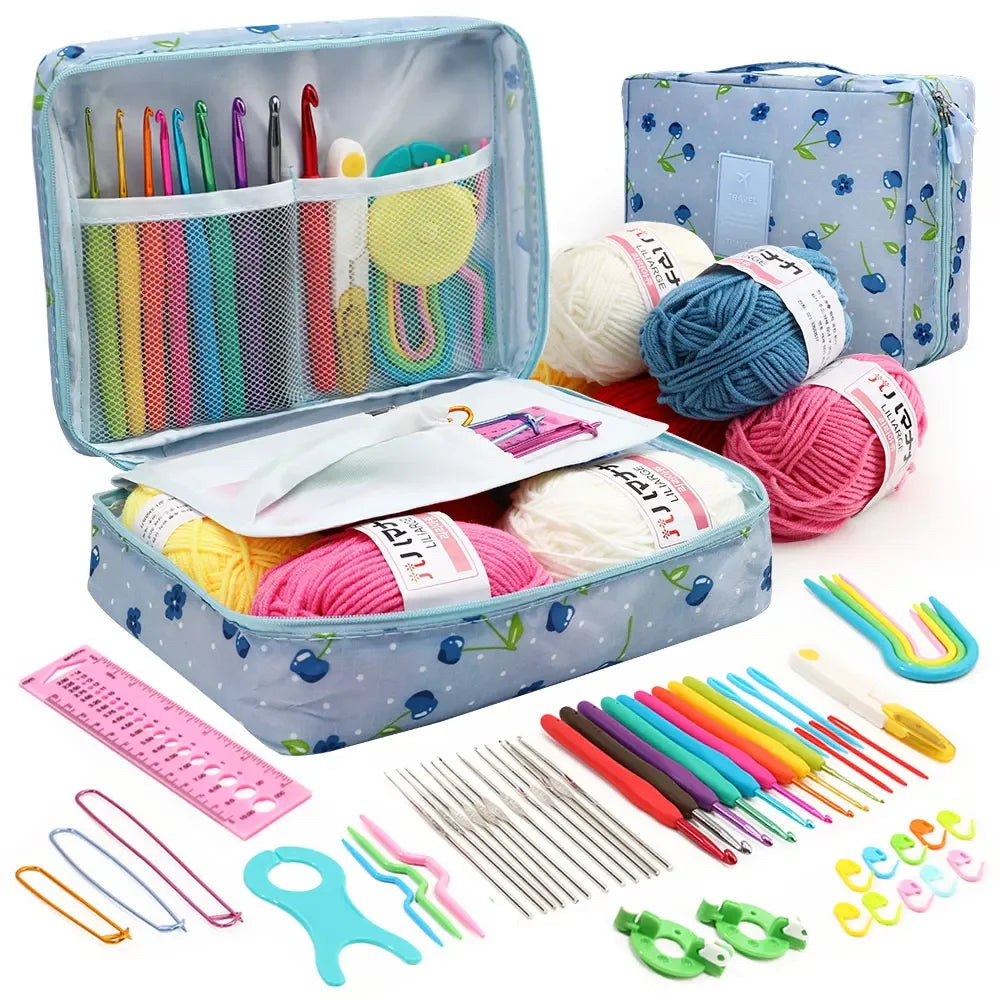 Portable Crochet Knitting Set with 59 Pieces and Storage Bag - Smarsty