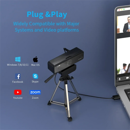 V11 2K Webcam for PC, 1080P 60FPS FHD 90° Web Camera with Microphone&Privacy Cover,USB Plug&Play for Mac/Laptop/Desktop/Computer