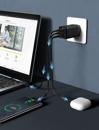 65W GaN USB C Charger Dual Ports Fast Charge Travel - Smarsty