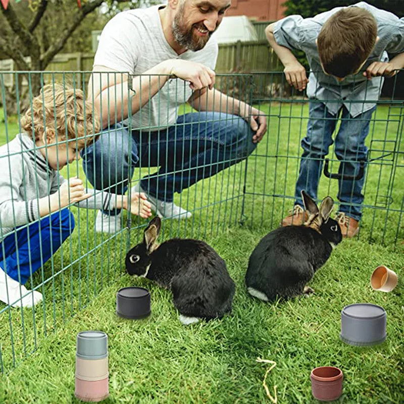 Stacking Cups Toy For Rabbits Multi-Colored Reusable Small Animals Puzzle Toys For Hiding Food Playing Bunny Accessories Pet