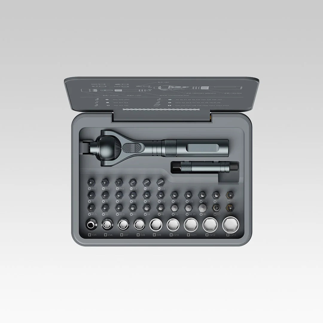 VMAN 40-in-1 Multi-Function Ratchet Screwdriver Kit with Magnetic Bits – Mini Repair Tool Set for PC, iPhone & Home Use