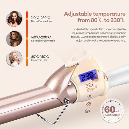 CkeyiN Professional Ceramic Hair Curler Adjustable Temperature - Smarsty