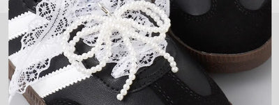 Fancy Lace Shoelaces for Women Casual Shoes 2.9CM Width Flat Shoelace for Sneakers Black White Shoe Laces Accessorices - Smarsty