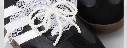 Fancy Lace Shoelaces for Women Casual Shoes 2.9CM Width Flat Shoelace for Sneakers Black White Shoe Laces Accessorices