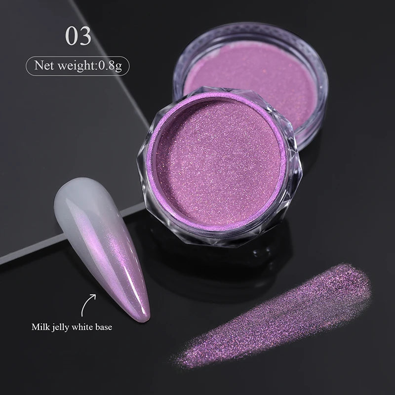 Aurora Pearl White Nail Glitter Powder for Stunning Designs - Smarsty