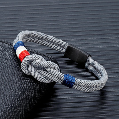 Black Stainless Steel Rope Bracelet Handmade Double Layer - Smarsty