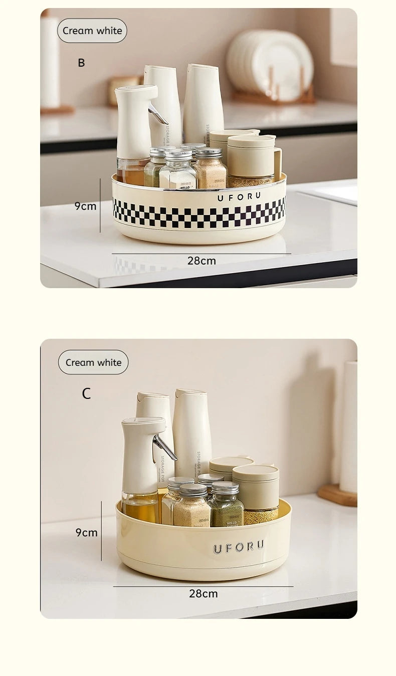 Multifunctional Adjustable Kitchen Rack, Large Capacity Condiment Box Storage , Plastic Material Tabletop Fruit Platter