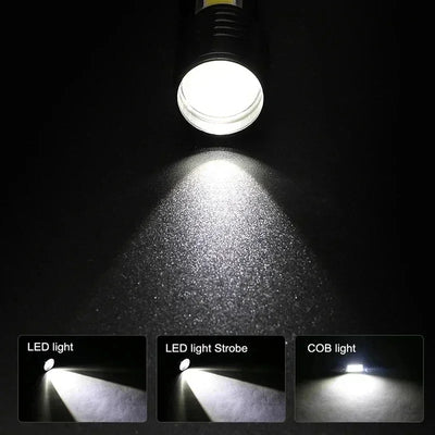 Portable Rechargeable LED Flashlight with Pen Clip Zoomable Waterproof Torch with Side Light Outdoor Camping Emergency Lantern - Smarsty