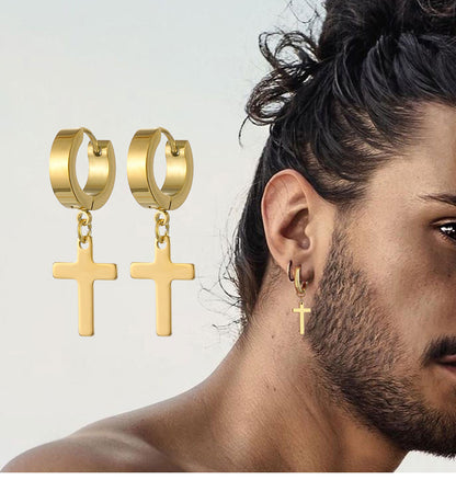 Stainless Steel Cross Dangle Earrings for Men and Women - Smarsty
