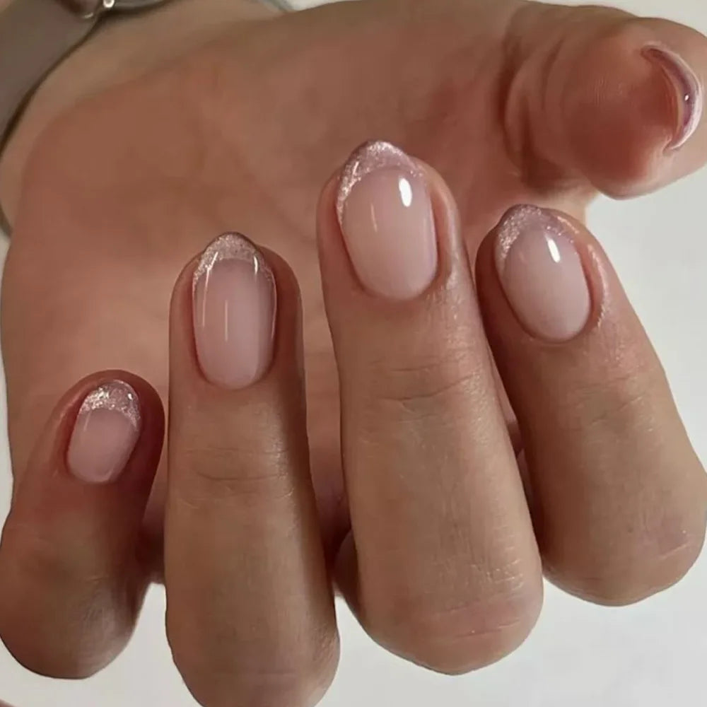 24 Pcs Metallic Cat Eye French Press On Nails - Smarsty