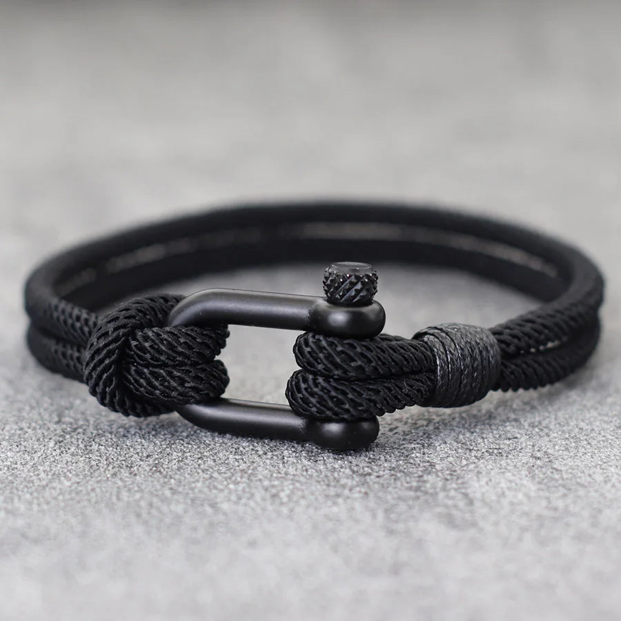 Stylish Nautical Wrap Bracelet for Men with Stainless Steel Buckle - Smarsty