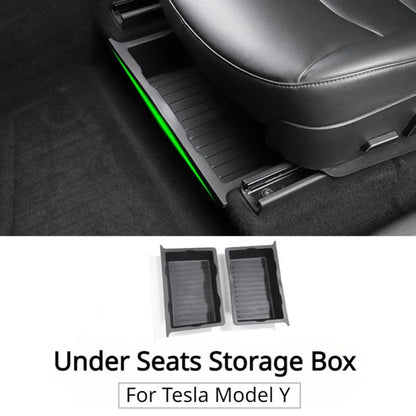 Underseat Storage Box for Tesla Model Y 2021-2024 Seats Drawer TPE Hidden Storage Tray Push Pull Car Organizer Car Accessories - Smarsty