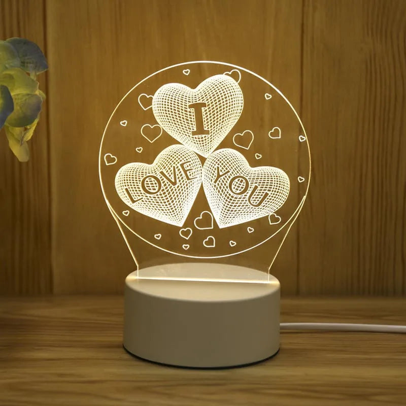 Romantic 3D Acrylic LED Night Light for Kids - Smarsty