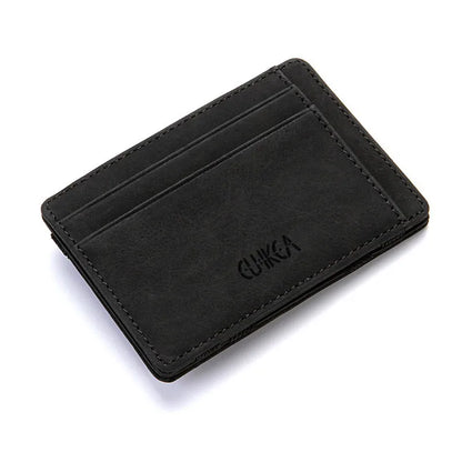 Mini Men Card Holder Wallets Zipper Coin Pocket Slim Magic Male Wallet Quality PU Leather Credit Bank Card Case Small Men Purses
