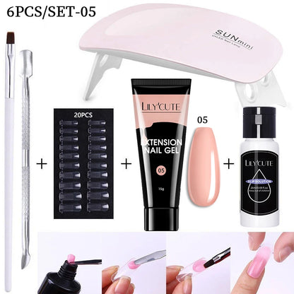 LILYCUTE Nail Gel Set with 6W LED Lamp for Quick Manicure - Smarsty